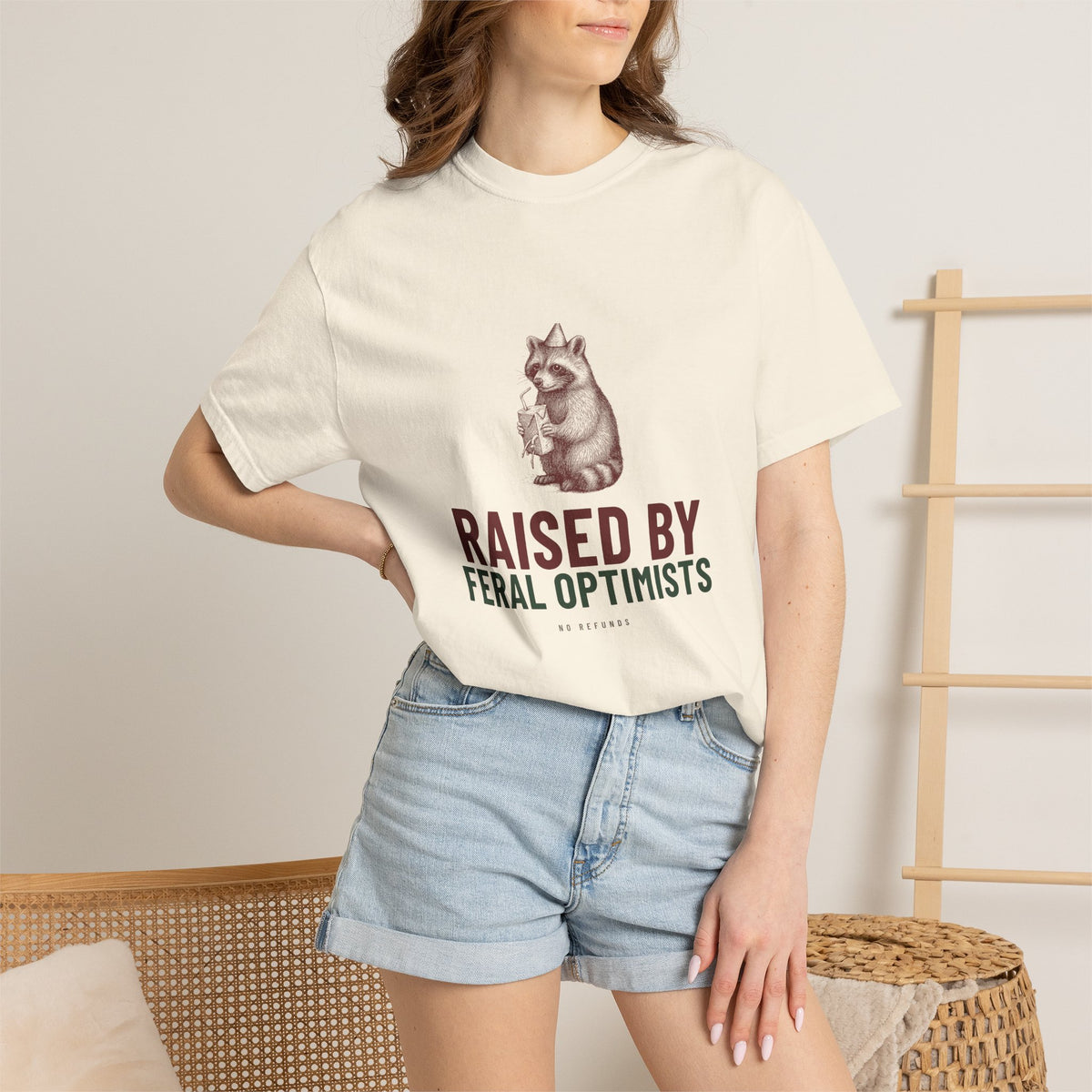 Raised By Feral Optimists — Ivory Comfort Tee