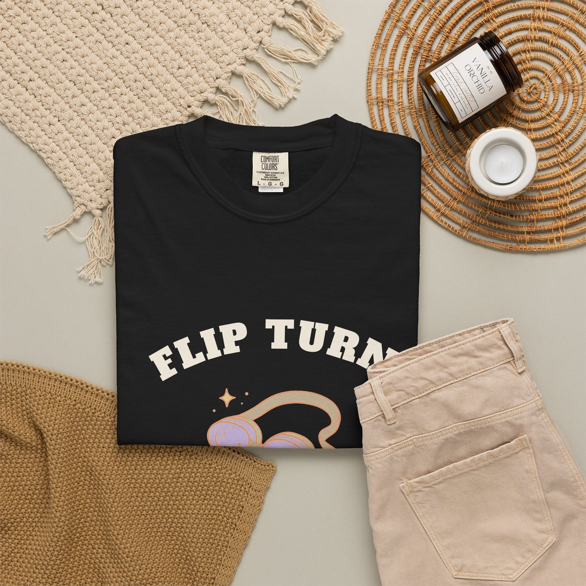 Flip Turn, Mostly Wall — Black Comfort Tee