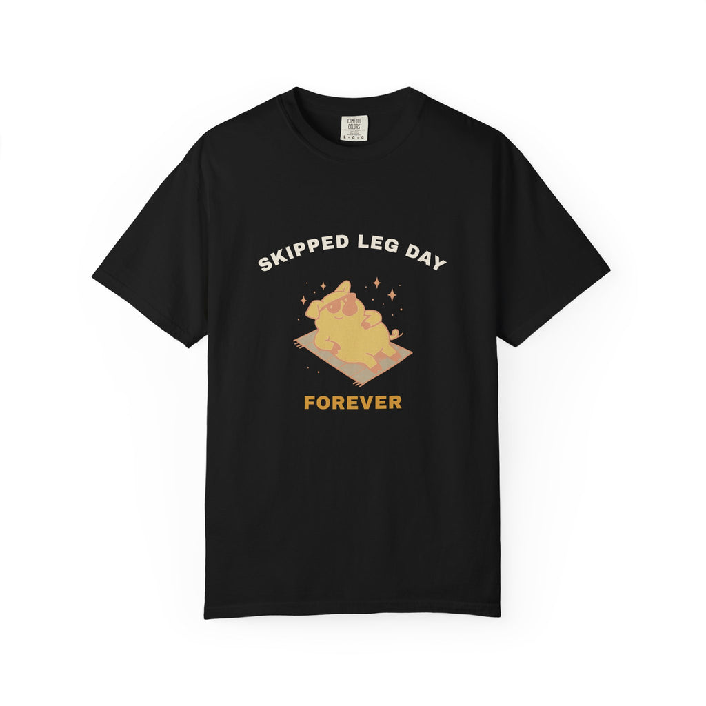 Skipped Leg Day Forever — Black Comfort Tee