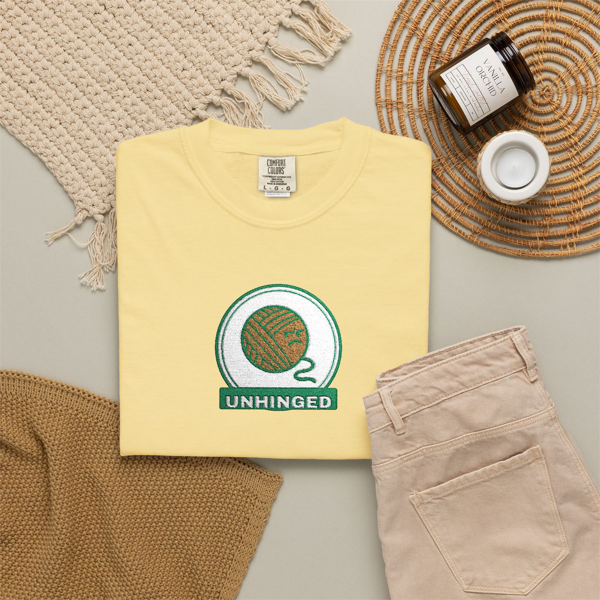 Unhinged — Butter Embroidered Comfort Tee
