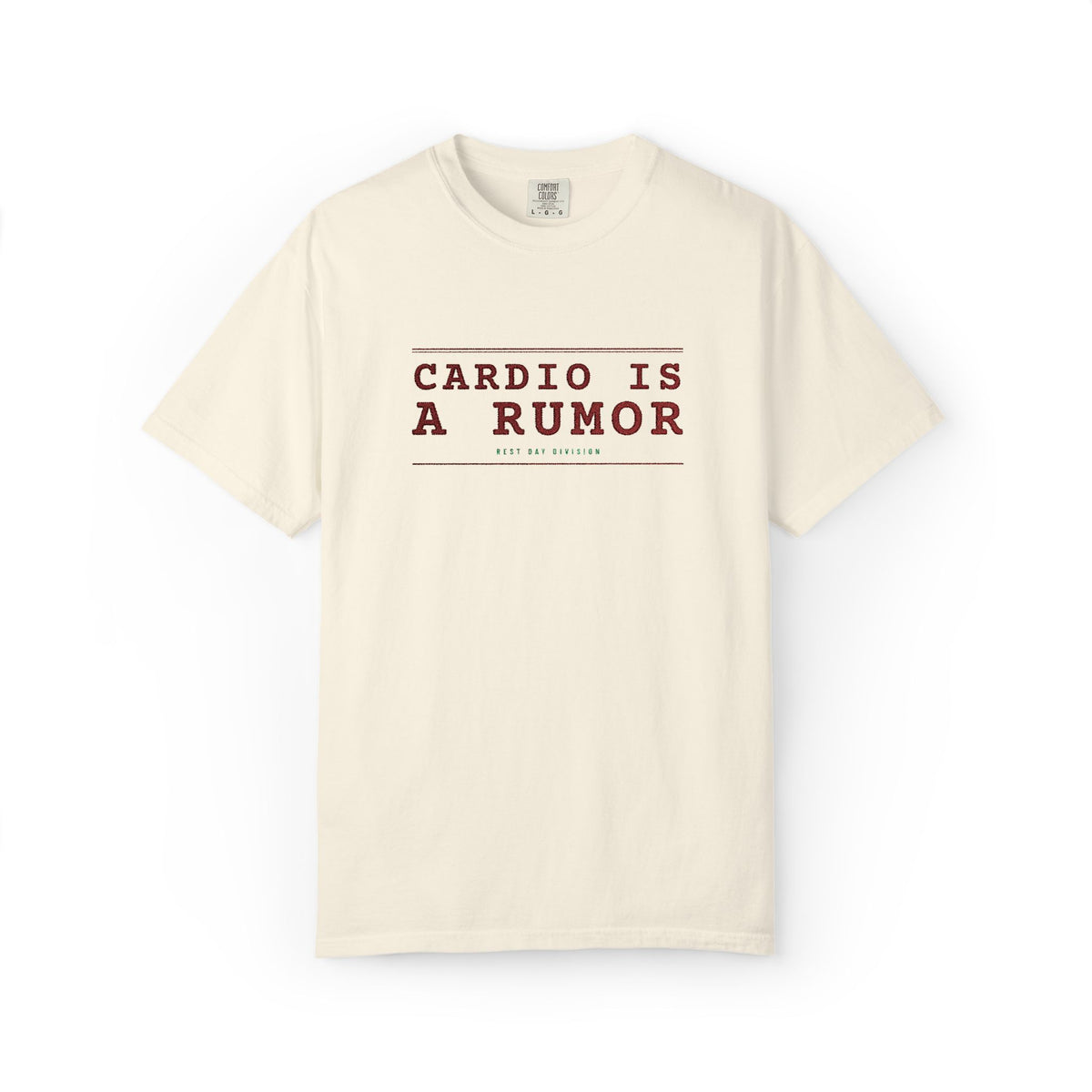 Cardio Is A Rumor — Ivory Embroidered Comfort Tee