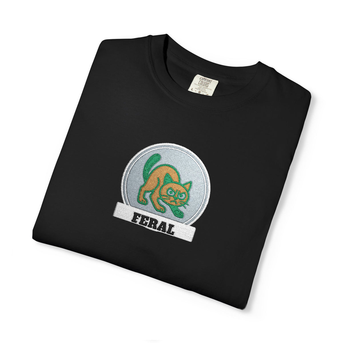 Feral — Black Embroidered Comfort Tee