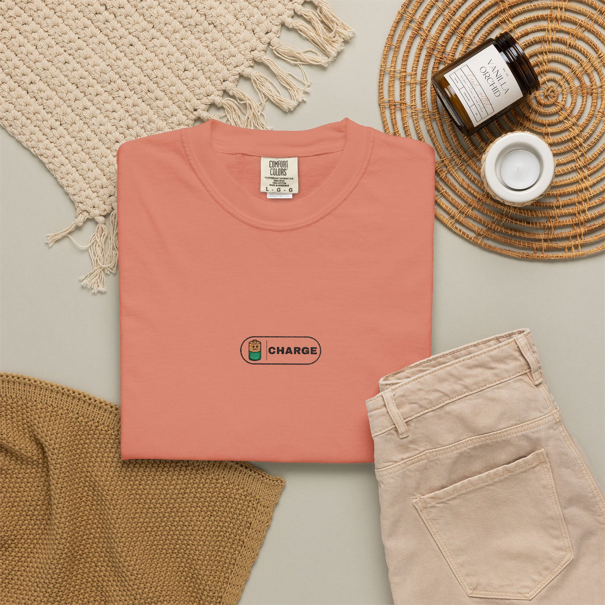 Charge — Terracotta Embroidered Comfort Tee