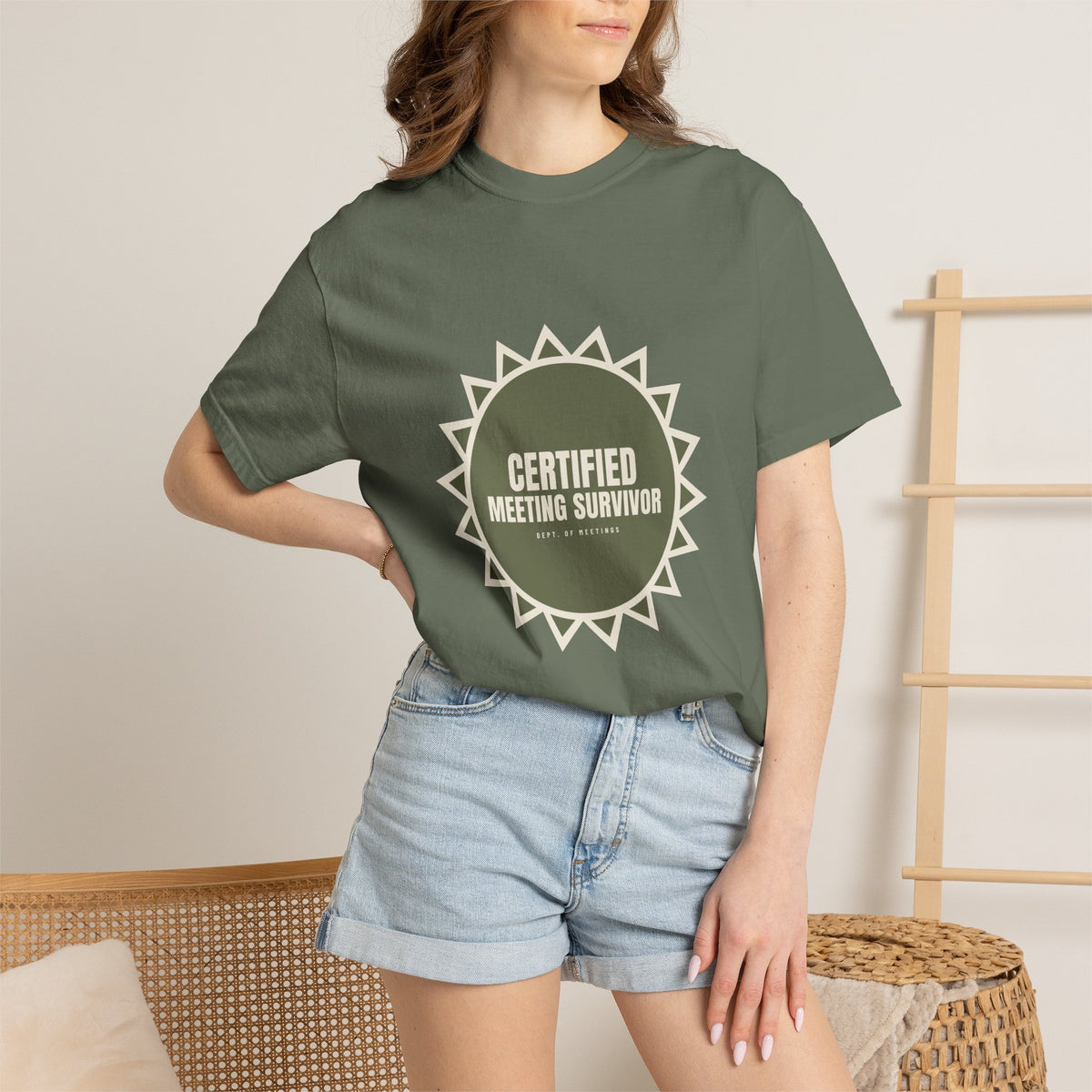 Certified Meeting Survivor — Moss Comfort Tee