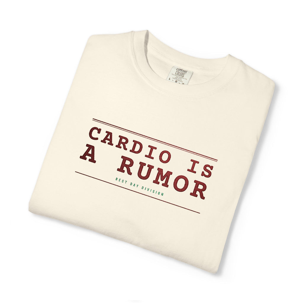 Cardio Is A Rumor — Ivory Embroidered Comfort Tee